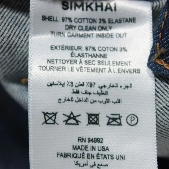 Simkhai NWT Coated High Rise Skinny Jeans Size 27 US In Blue Cotton Blend Denim